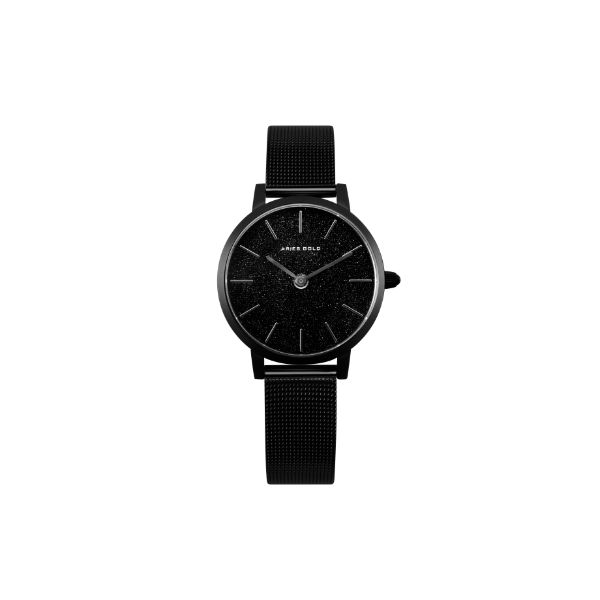 ARIES GOLD COSMO BLACK STAINLESS STEEL L 1024 BK-BKST MESH STRAP WOMEN'S WATCH